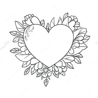 Broken Heart With Flowers Coloring Page 31904-25551