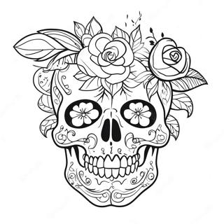 Floral Skull Tattoo Coloring Page 31934-25574