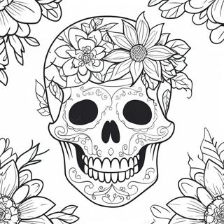 Floral Skull Tattoo Coloring Page 31934-25575