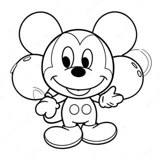 Mickey Mouse With Colorful Balloons Coloring Page 31974-25606