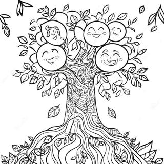 Growth Mindset Tree With Colorful Leaves Coloring Page 3197-2593