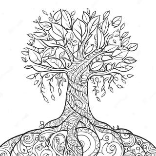 Growth Mindset Tree With Colorful Leaves Coloring Page 3197-2595