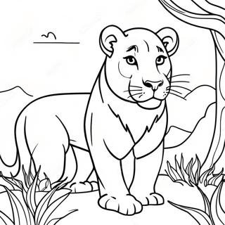 Majestic Lioness In The Wild Coloring Page 31984-25611