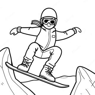 Cheerful Snowboarder In Action Coloring Page 32004-25629