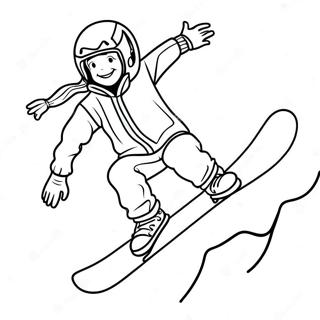 Cheerful Snowboarder In Action Coloring Page 32004-25630