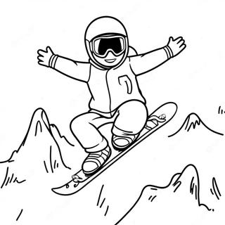 Cheerful Snowboarder In Action Coloring Page 32004-25631