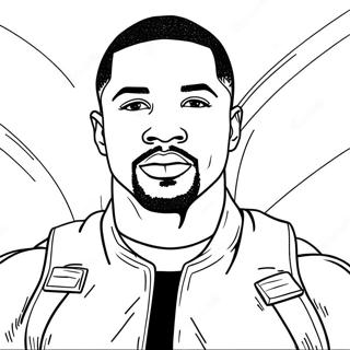 Michael B Jordan Action Pose Coloring Page 32024-25661