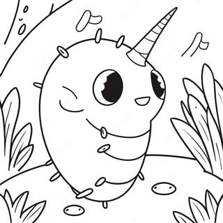 Cute Larva Exploring The Garden Coloring Page 32054-25666