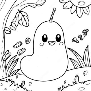 Cute Larva Exploring The Garden Coloring Page 32054-25667