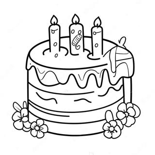 Happy 1st Birthday Cake Coloring Page 32073-25681