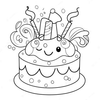 Happy 1st Birthday Cake Coloring Page 32073-25683