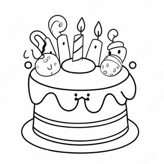 Happy 1st Birthday Cake Coloring Page 32073-25684