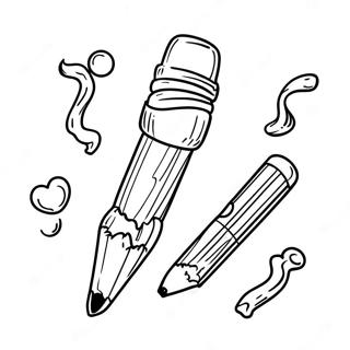 Adorable Pencil And Eraser Coloring Page 32154-25745