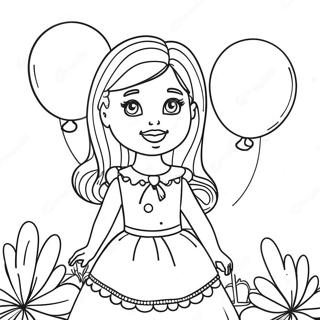 Barbie With Colorful Balloons Coloring Page 32164-25757