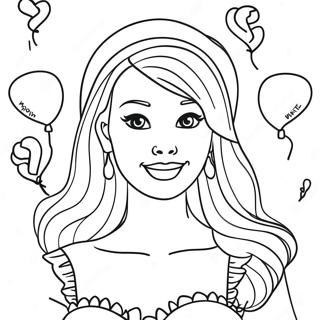 Barbie With Colorful Balloons Coloring Page 32164-25758