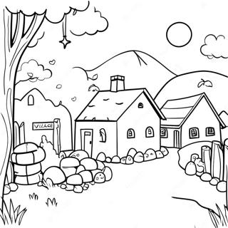 Village Scene Coloring Page 32173-25762