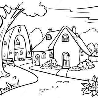 Village Scene Coloring Page 32173-25763