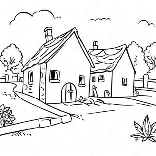 Village Scene Coloring Page 32173-25764