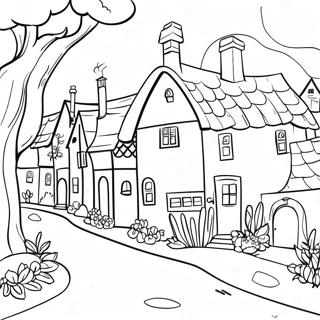 Charming Village Houses Coloring Page 32174-25765