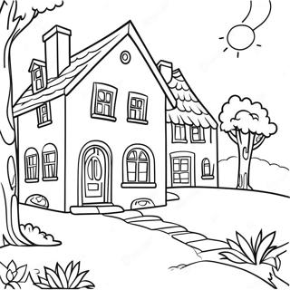 Charming Village Houses Coloring Page 32174-25767