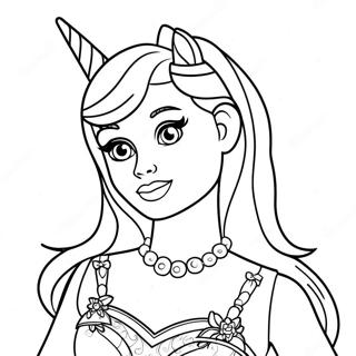 Barbie With Sparkling Unicorn Coloring Page 32204-25792