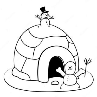 Cute Igloo With Snowman Coloring Page 32224-25812