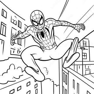 Spider Man Swinging Through The City Coloring Page 32284-25849