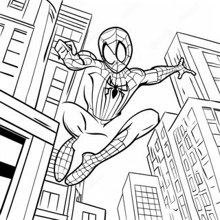 Spider Man Swinging Through The City Coloring Page 32284-25850