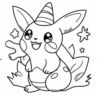 Pokemon Happy Birthday Celebration Coloring Page 32353-25907