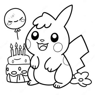 Pokemon Happy Birthday Celebration Coloring Page 32353-25908