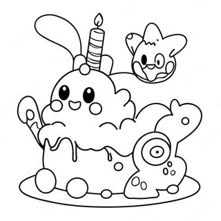 Cute Pokemon Birthday Cake Coloring Page 32354-25912