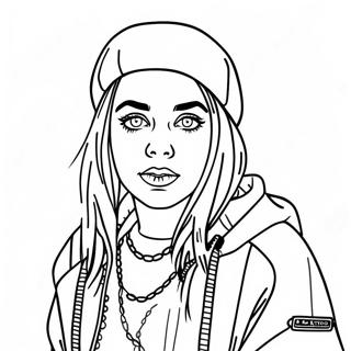 Billie Eilish In Stylish Outfit Coloring Page 3237-2625