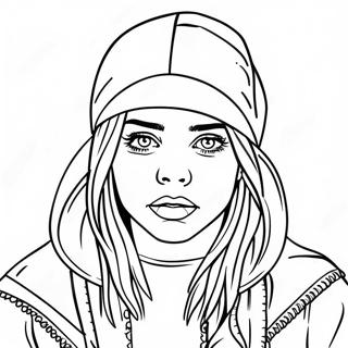 Billie Eilish In Stylish Outfit Coloring Page 3237-2626