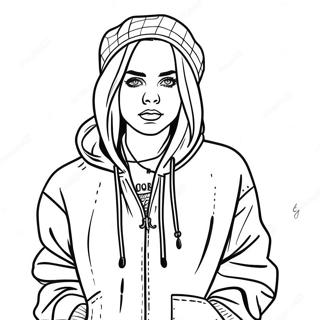 Billie Eilish In Stylish Outfit Coloring Page 3237-2627