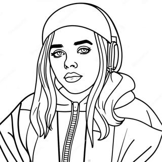 Billie Eilish In Stylish Outfit Coloring Page 3237-2628