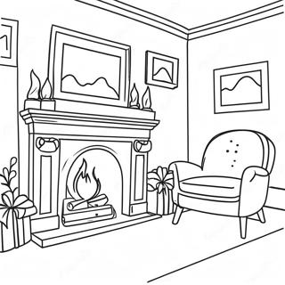 Christmas Fireplace Coloring Pages