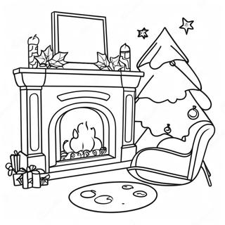 Cozy Christmas Fireplace Coloring Page 32383-25932