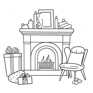 Festive Fireplace With Stockings Coloring Page 32384-25933