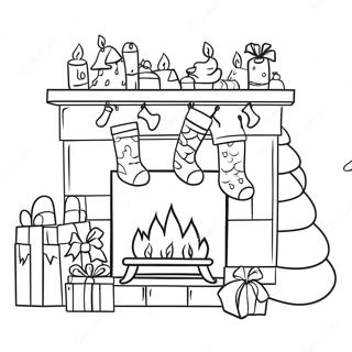 Festive Fireplace With Stockings Coloring Page 32384-25934