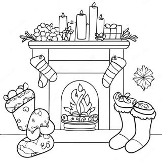 Festive Fireplace With Stockings Coloring Page 32384-25935