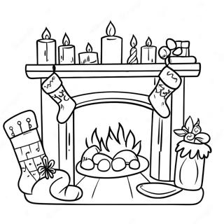 Festive Fireplace With Stockings Coloring Page 32384-25936