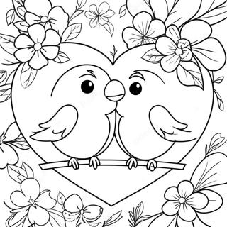 Colorful Love Birds In A Heart Coloring Page 32414-25953