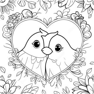 Colorful Love Birds In A Heart Coloring Page 32414-25954