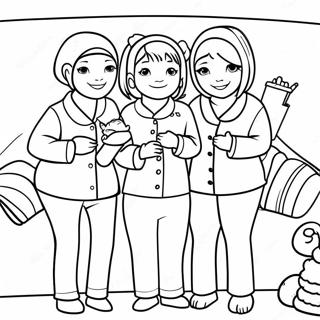 Cozy Pajama Party Friends Coloring Page 32444-25980