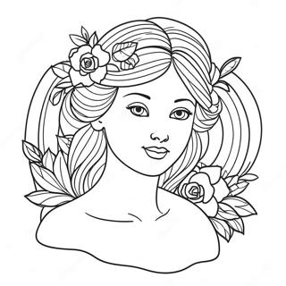 Elegant Aphrodite With Flowers Coloring Page 32464-25997