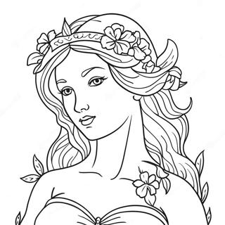 Elegant Aphrodite With Flowers Coloring Page 32464-25999