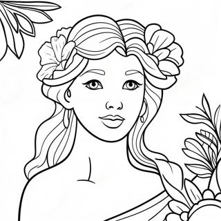 Elegant Aphrodite With Flowers Coloring Page 32464-26000