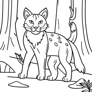 Playful Lynx In The Forest Coloring Page 32564-26069