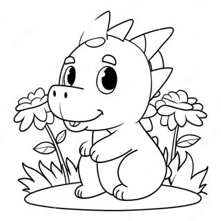 Cute Spike With Flowers Coloring Page 32574-26079