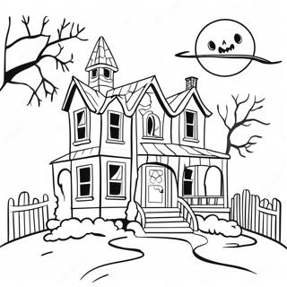 Creepy Haunted House Coloring Page 32584-26093